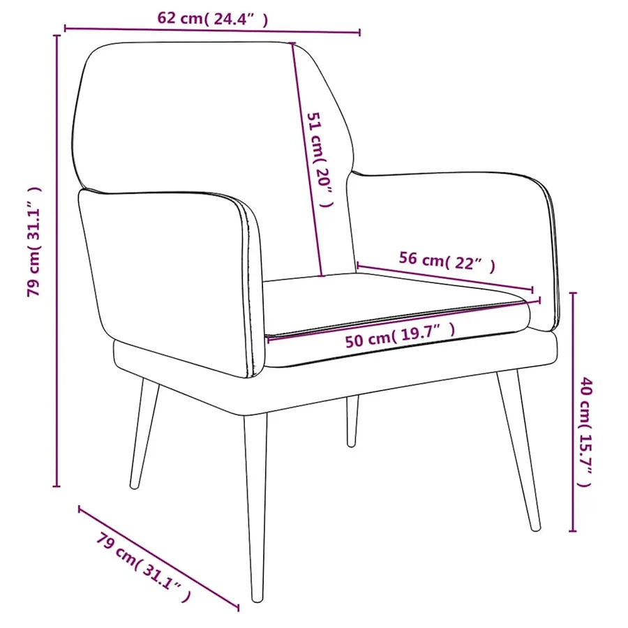 Fauteuil Rouge bordeaux 62x79x79 cm Velours - 8