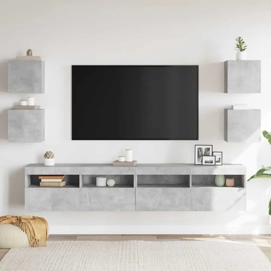 Meubles TV muraux 4 pcs Gris béton 30,5x30x30 cm - 3