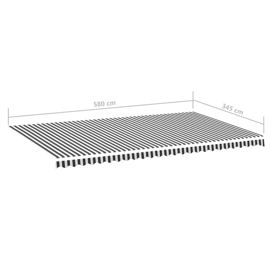 Tissu de remplacement pour auvent anthracite et blanc 6x3,5 m polyester - 6