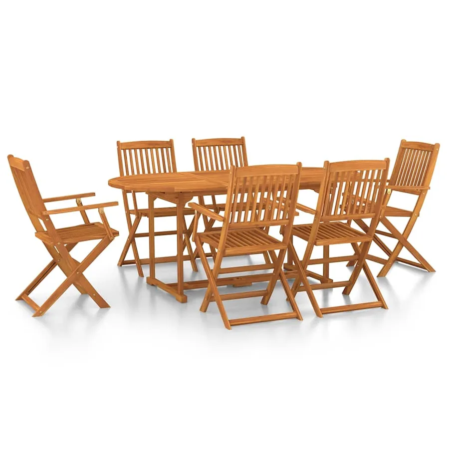 Ensemble à manger de jardin 7 pcs bois massif d'acacia - 2