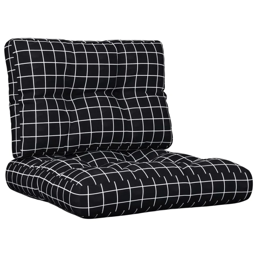 Coussins de palette lot de 2 motif à carreaux noir tissu - 2