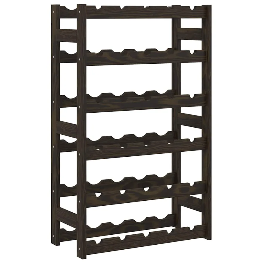 Casier à bouteilles pour 30 bouteilles noir bois pin solide - 2