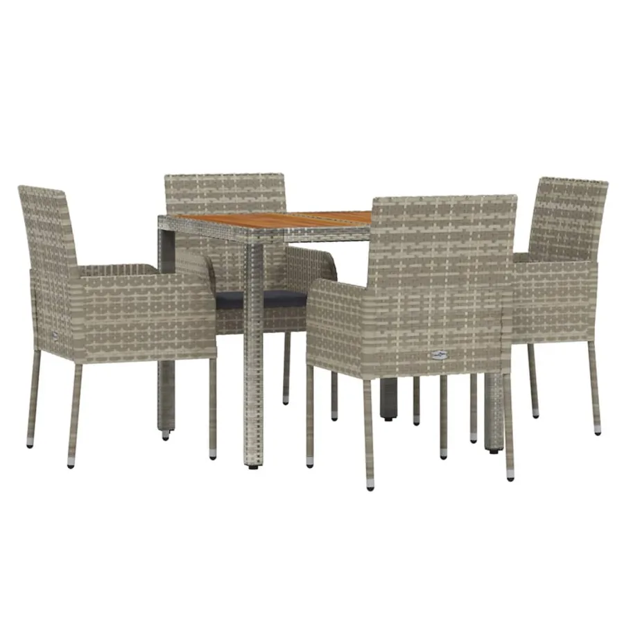Ensemble à manger de jardin 5 pcs coussins gris résine tressée - 3