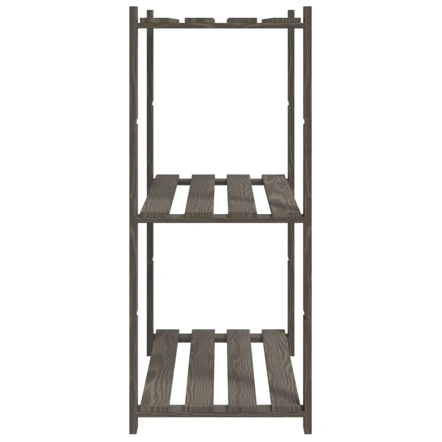 Support de rangement à 3 niveaux gris 80x38x90 cm bois de pin - 4