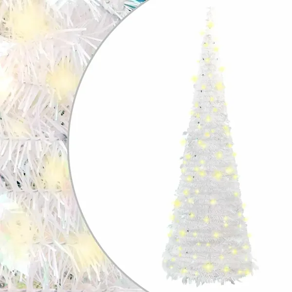 Sapin de Noël artificiel escamotable 200 LED blanc 210 cm