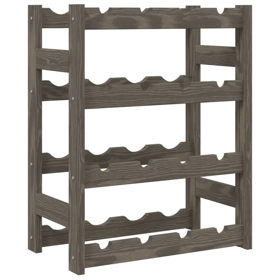 Casier à bouteilles pour 16 bouteilles gris bois pin solide - 2