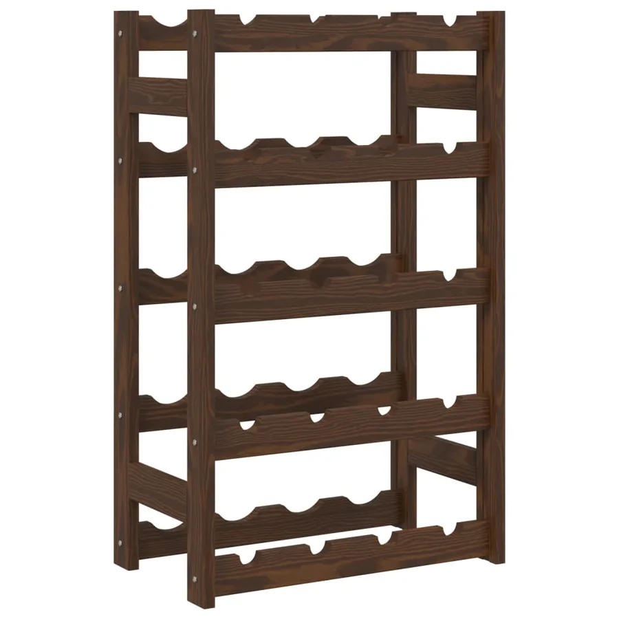 Casier à bouteilles pour 20 bouteilles marron bois pin solide - 2