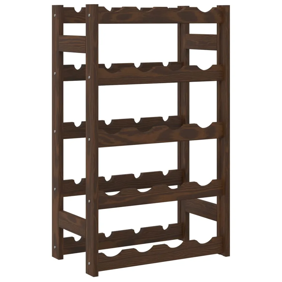 Casier à bouteilles pour 20 bouteilles marron bois pin solide - 5