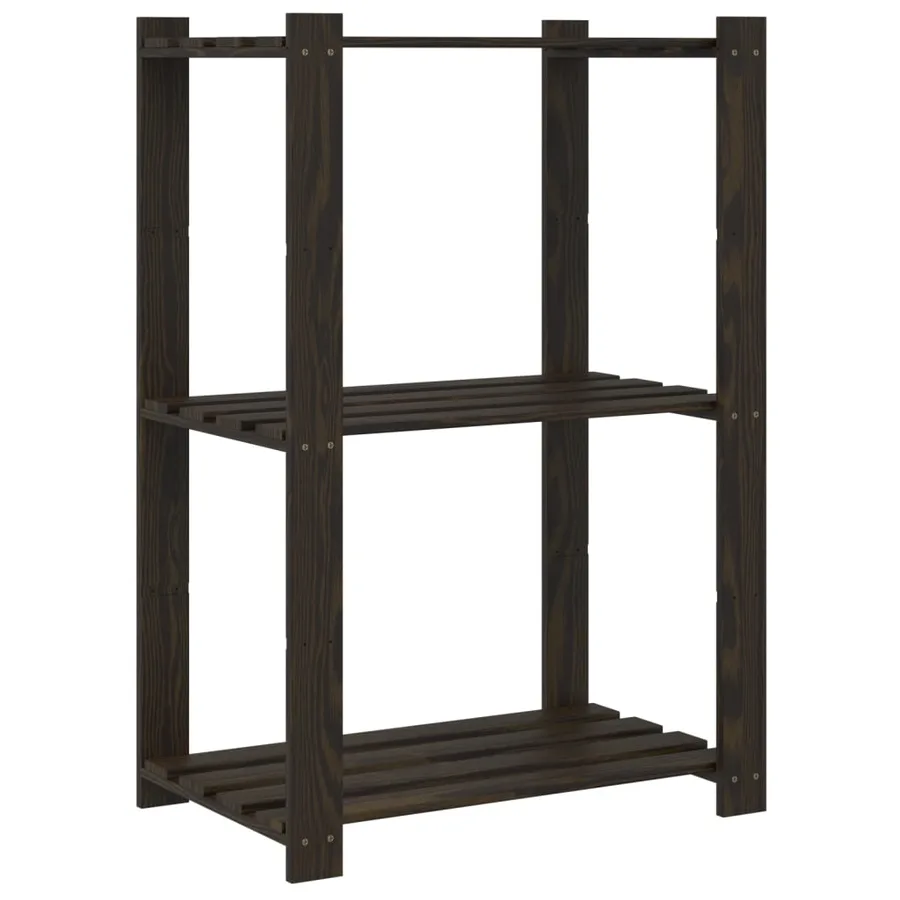 Support de rangement à 3 niveaux noir 60x38x90 cm bois pin - 5