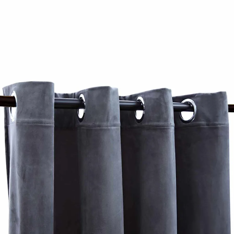 Rideaux occultants et anneaux 2pcs anthracite 137x241cm velours - 3