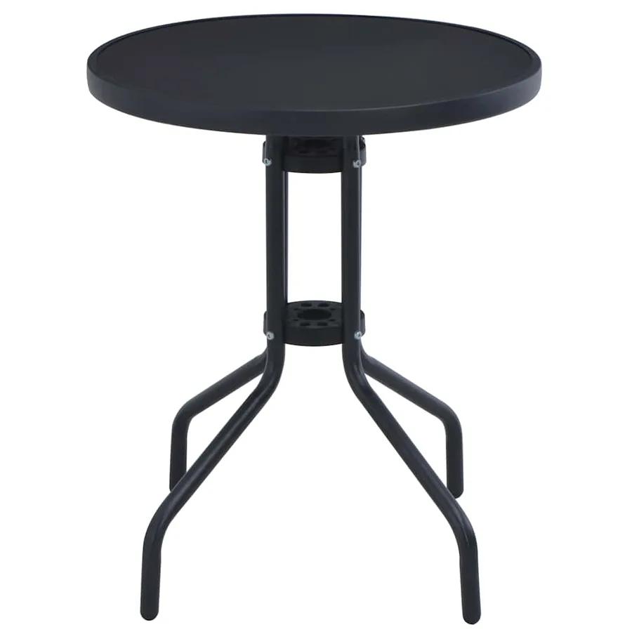Table de jardin Noir 80 cm Acier et verre - 2