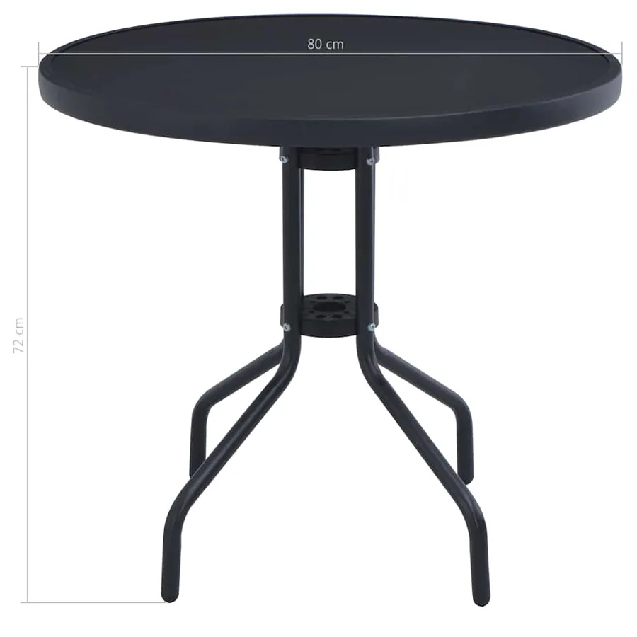 Table de jardin Noir 80 cm Acier et verre - 4