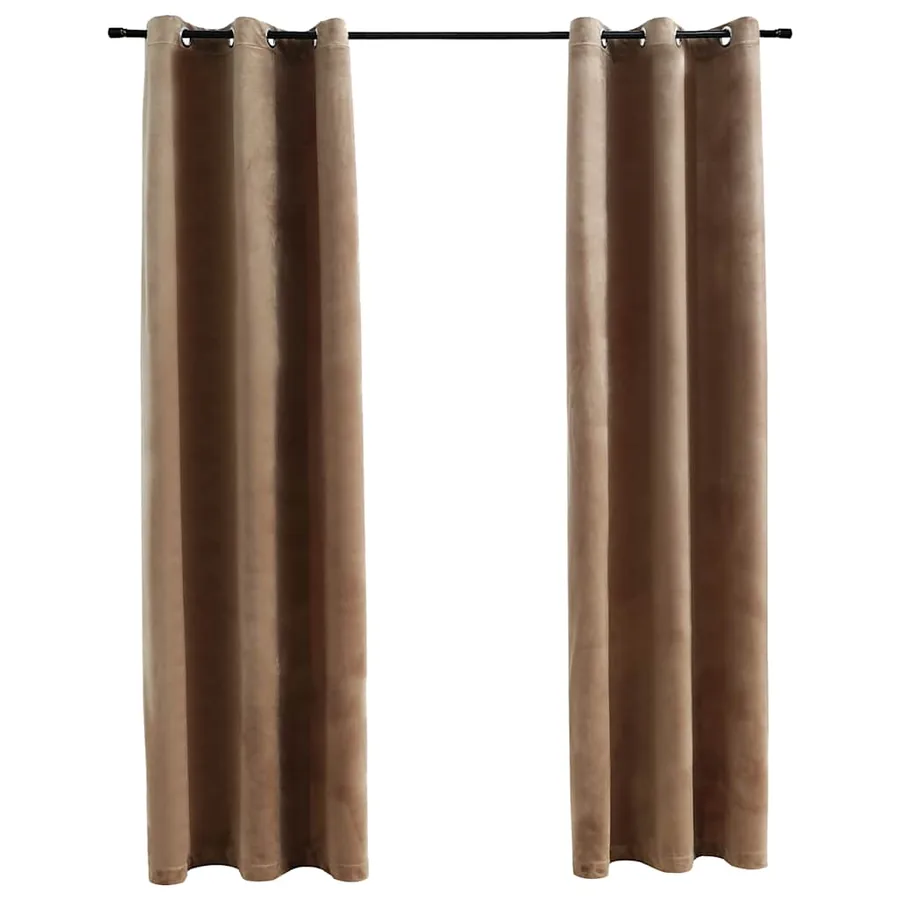 Rideaux occultants et anneaux 2 pcs beige 94x160 cm velours
