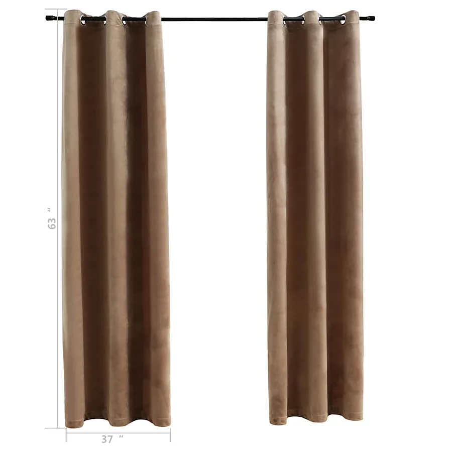 Rideaux occultants et anneaux 2 pcs beige 94x160 cm velours - 5