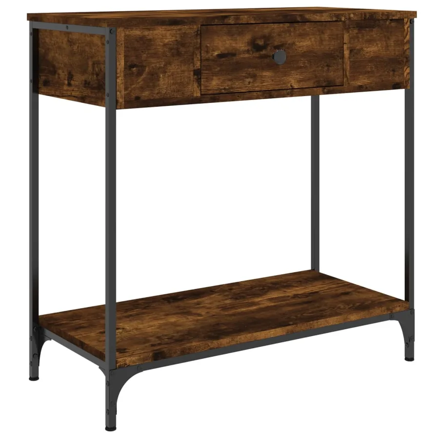 Table console chêne fumé 75x34,5x75 cm bois d'ingénierie - 2