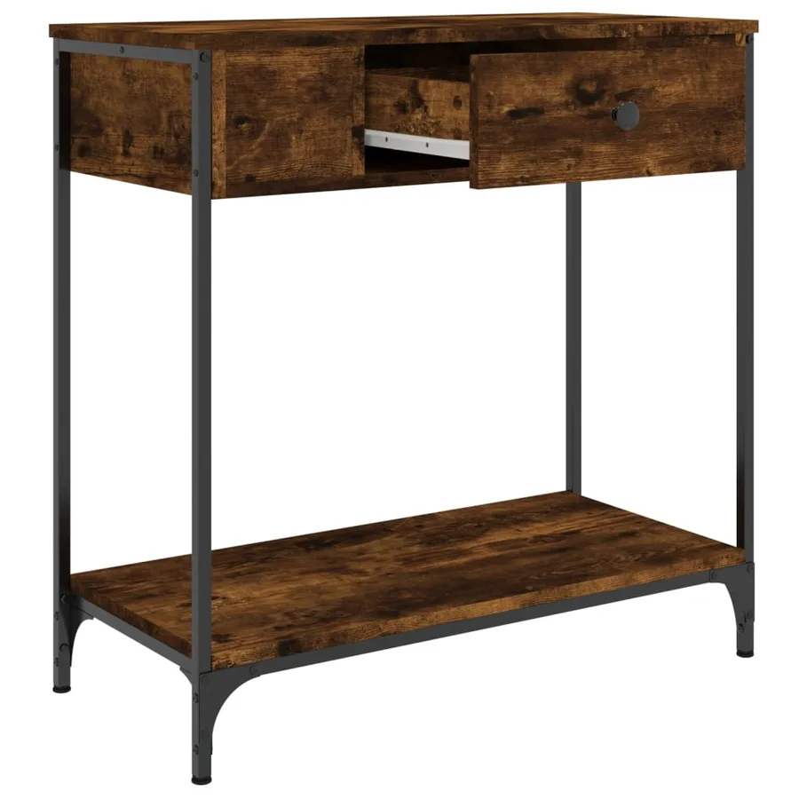 Table console chêne fumé 75x34,5x75 cm bois d'ingénierie - 3