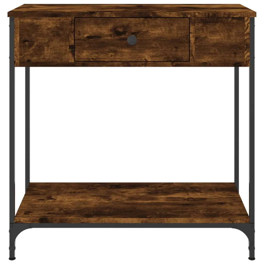 Table console chêne fumé 75x34,5x75 cm bois d'ingénierie - 4