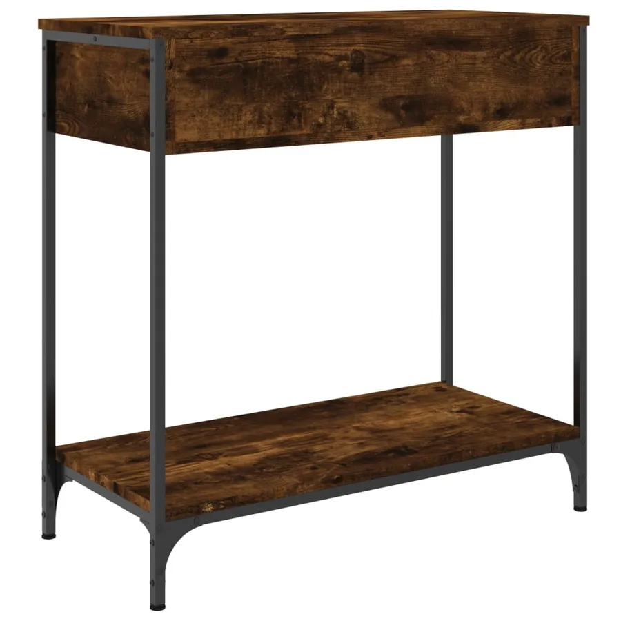 Table console chêne fumé 75x34,5x75 cm bois d'ingénierie - 5