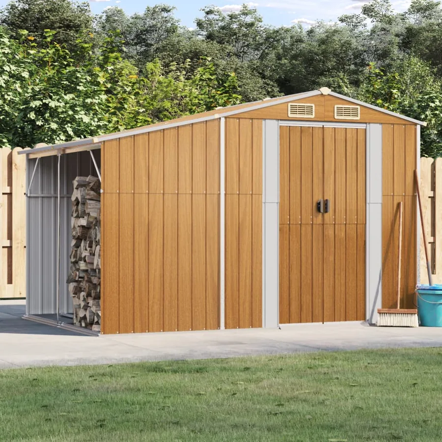 Abri de jardin marron clair 277x192,5x179 cm Métal galvanisé
