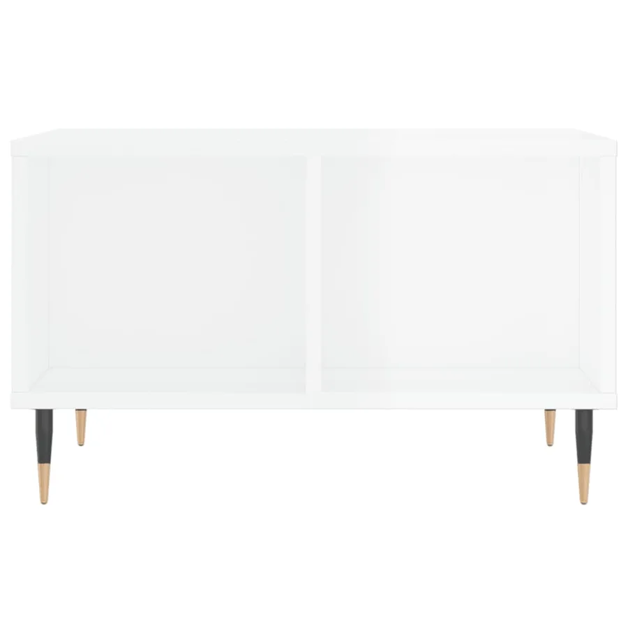 Table basse Blanc brillant 60x50x36,5 cm Bois d'ingénierie - 4