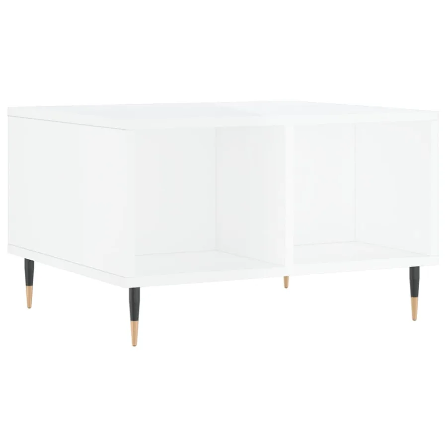 Table basse Blanc brillant 60x50x36,5 cm Bois d'ingénierie - 6