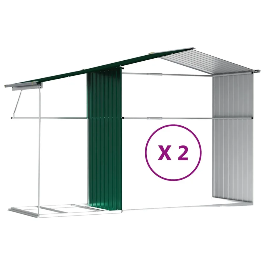 Abri de jardin vert 277x279x179 cm acier galvanisé - 9
