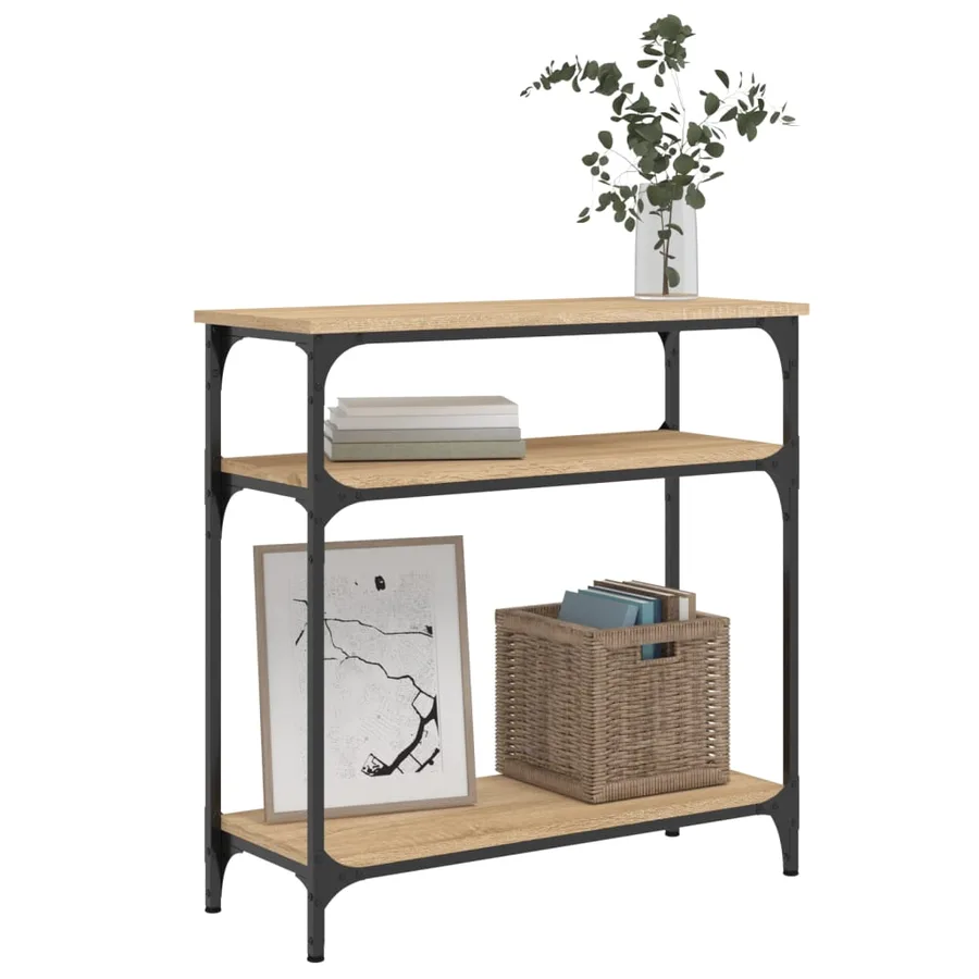 Table console chêne sonoma 75x29x75 cm bois d'ingénierie - 3
