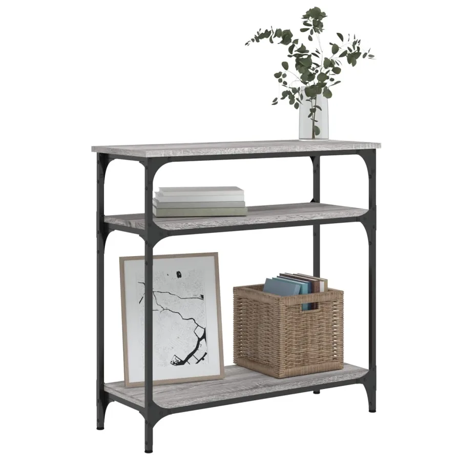Table console sonoma gris 75x29x75 cm bois d'ingénierie - 3