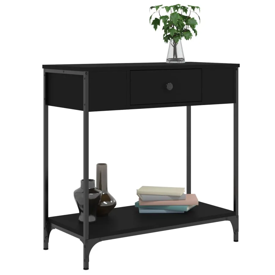 Table console noir 75x34,5x75 cm bois d'ingénierie - 7