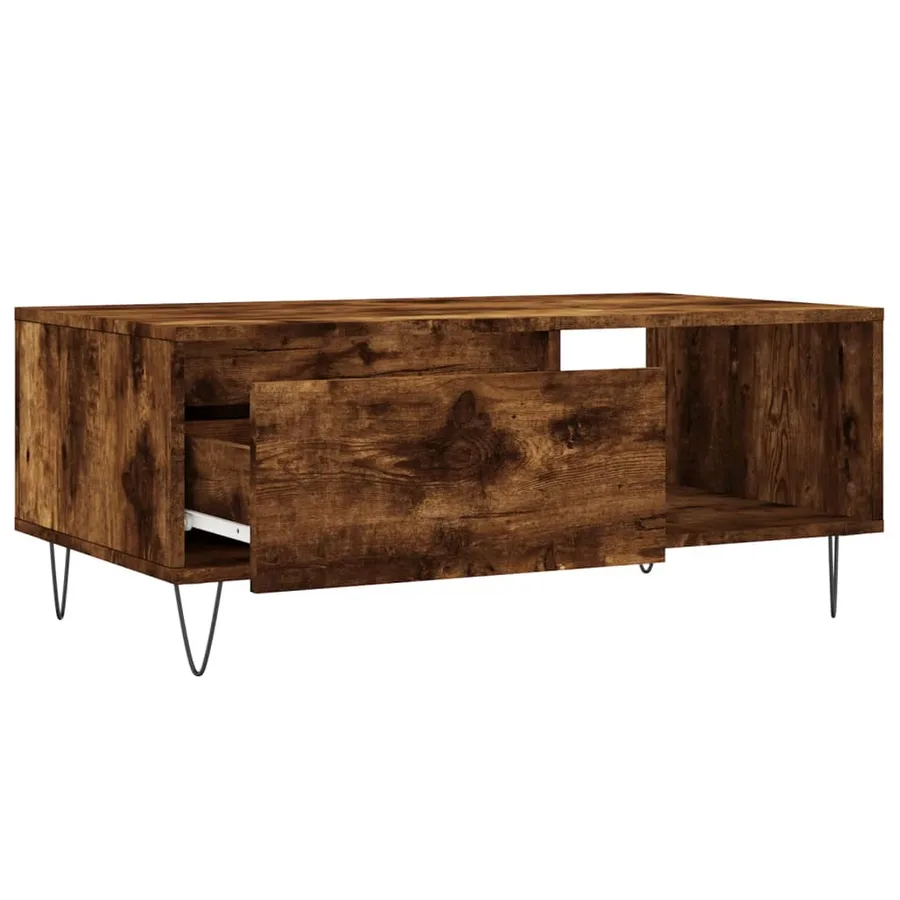 Table basse Chêne fumé 90x50x36,5 cm Bois d'ingénierie - 6
