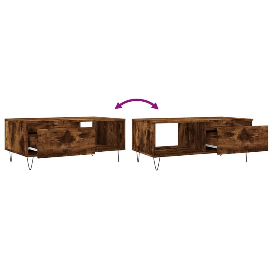 Table basse Chêne fumé 90x50x36,5 cm Bois d'ingénierie - 9