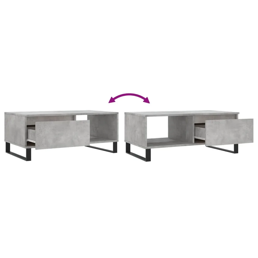 Table basse Gris béton 90x50x36,5 cm Bois d'ingénierie - 9