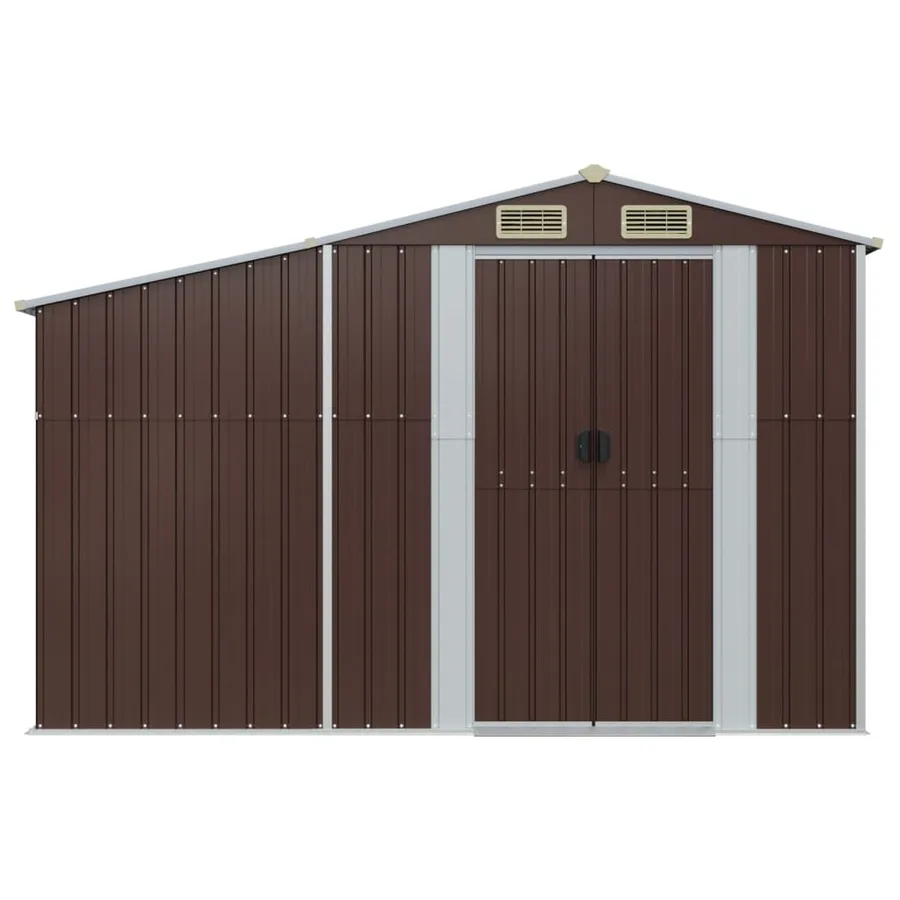 Abri de jardin marron 277x93x179 cm acier galvanisé - 3