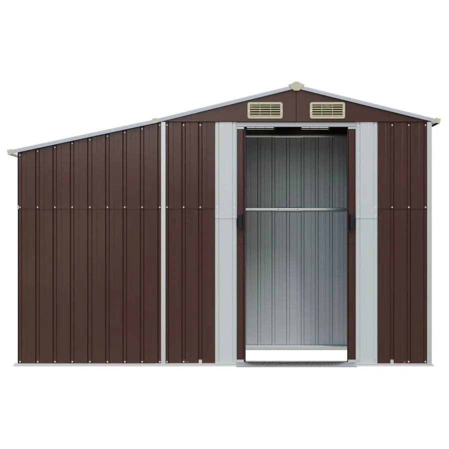 Abri de jardin marron 277x93x179 cm acier galvanisé - 4