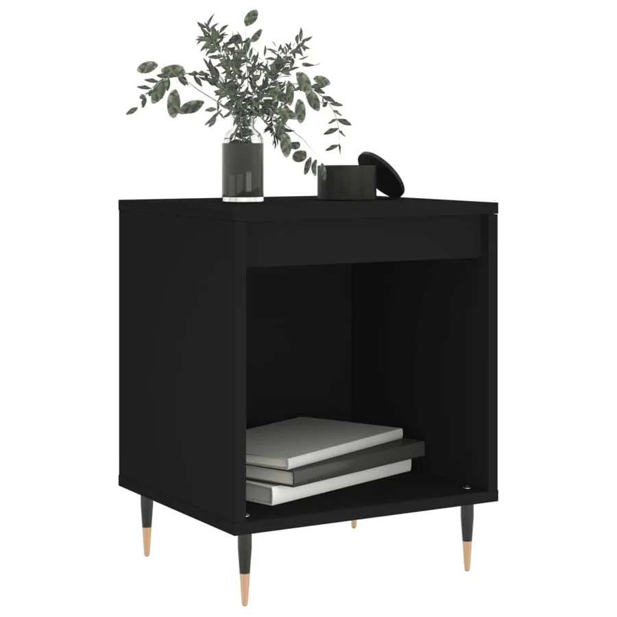 Table de chevet Noir 40x35x50 cm Bois d’ingénierie - 3