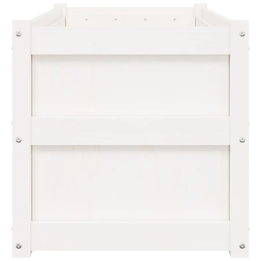 Jardinière blanc 90x50x50 cm bois de pin massif - 6