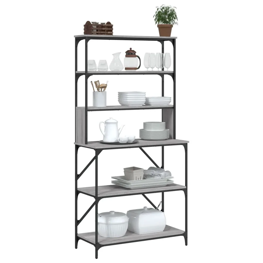 Support de boulanger à 6 niveaux sonoma gris 90x40x180 cm - 3