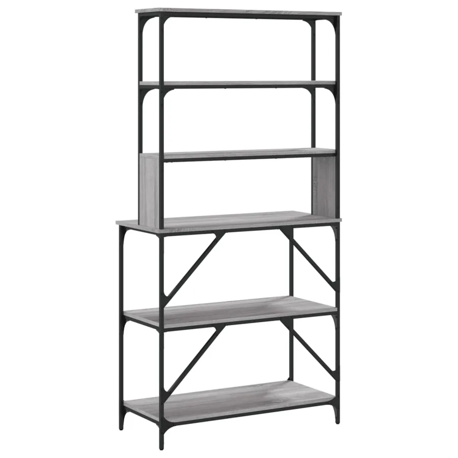 Support de boulanger à 6 niveaux sonoma gris 90x40x180 cm - 6