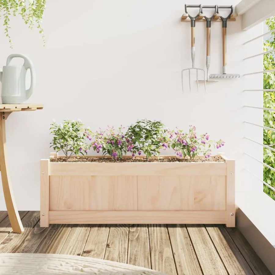 Jardinière d'extérieur 90x31x31 cm bois de pin massif - 3