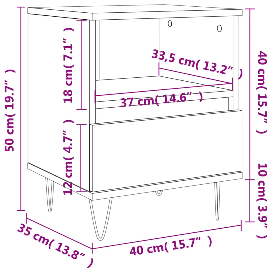 Table de chevet chêne sonoma 40x35x50 cm bois d’ingénierie - 11