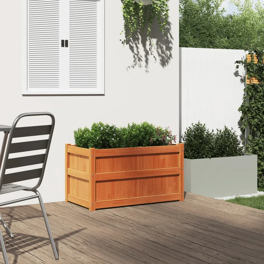 Jardinière cire marron 90x50x50 cm bois de pin massif - 3