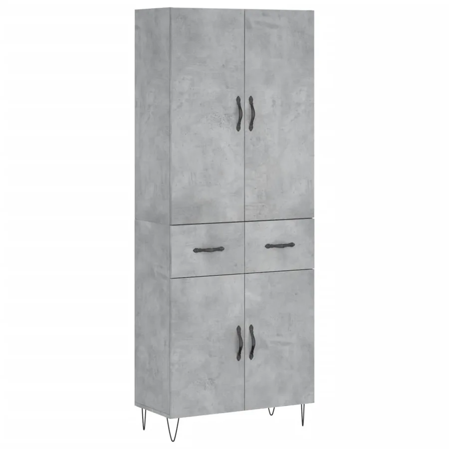 Buffet haut Gris béton 69,5x34x180 cm Bois d'ingénierie - 2