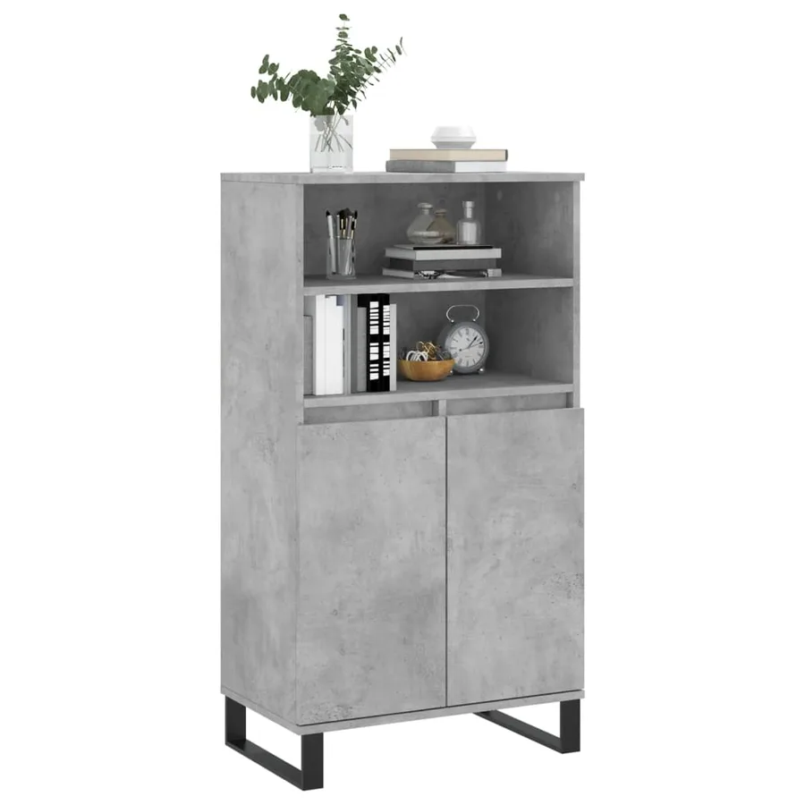 Buffet haut Gris béton 60x36x110 cm Bois d'ingénierie - 3