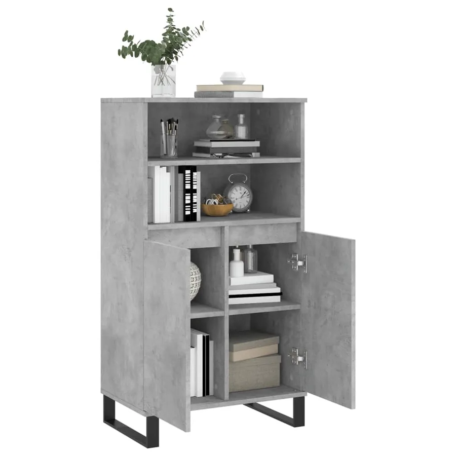 Buffet haut Gris béton 60x36x110 cm Bois d'ingénierie - 4
