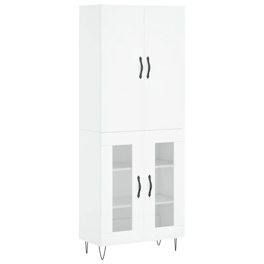Buffet haut Blanc 69,5x34x180 cm Bois d'ingénierie - 2
