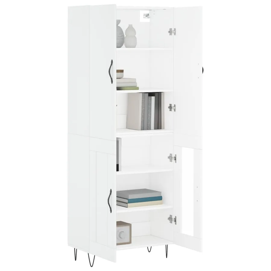 Buffet haut Blanc 69,5x34x180 cm Bois d'ingénierie - 3