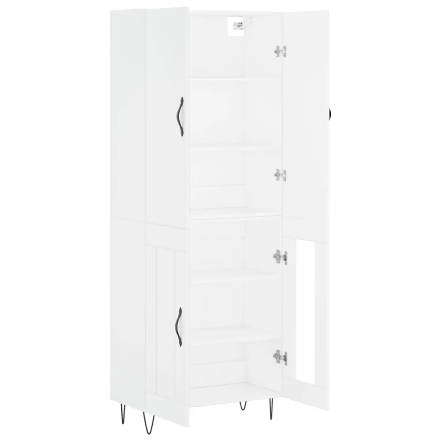 Buffet haut Blanc 69,5x34x180 cm Bois d'ingénierie - 4