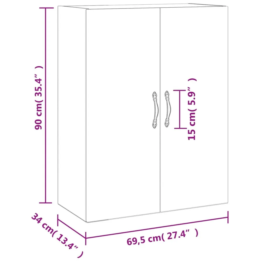 Armoire murale blanc 69,5x34x90 cm bois d'ingénierie - 13