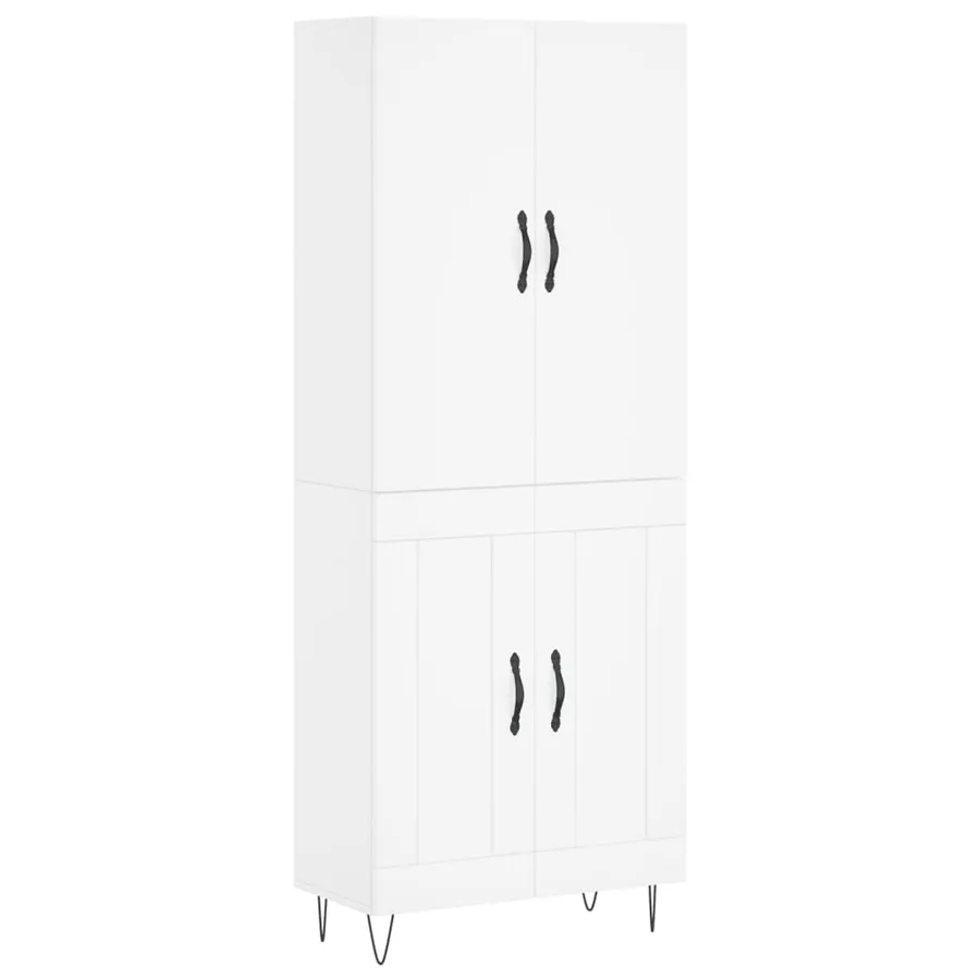 Buffet haut Blanc 69,5x34x180 cm Bois d'ingénierie - 2