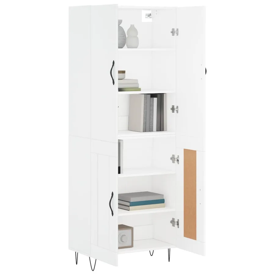 Buffet haut Blanc 69,5x34x180 cm Bois d'ingénierie - 3
